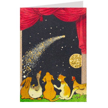 Animals Watching a Shooting Star Glittered Card ~ England